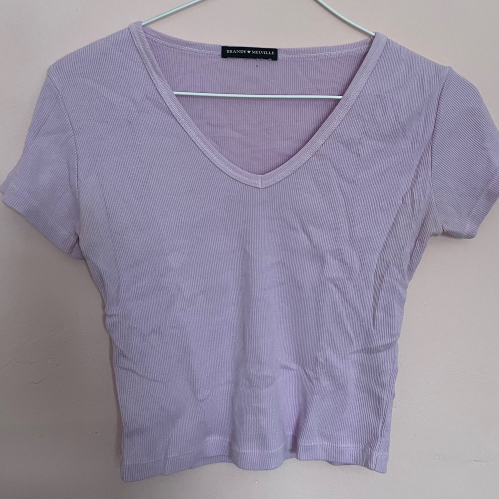 Brandy Melville Lilac V-Neck Crop Top